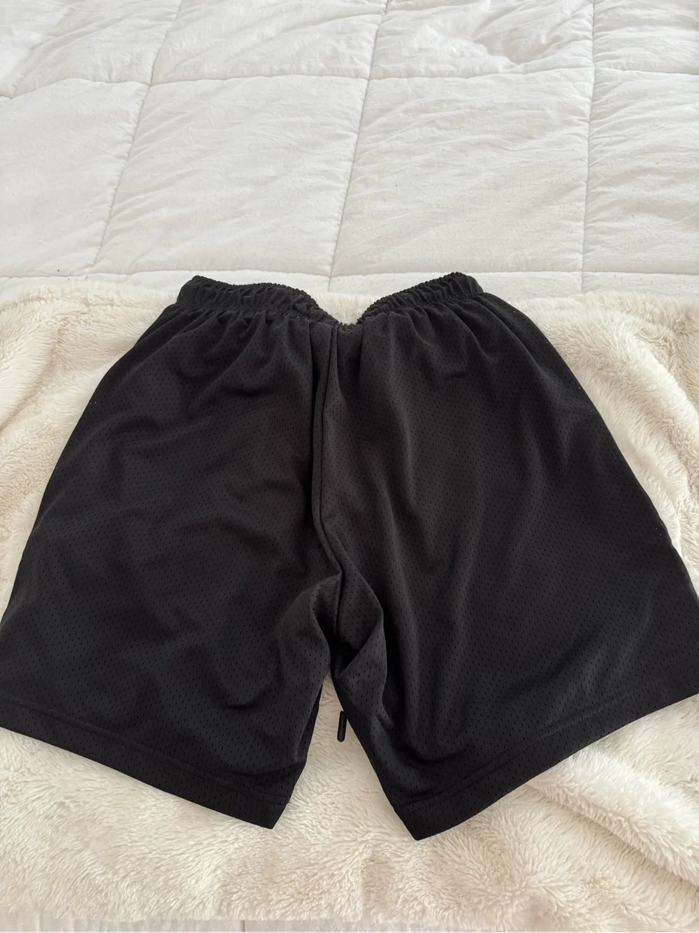 Black Men's Mesh Athletic Shorts with Contrast Drawstring